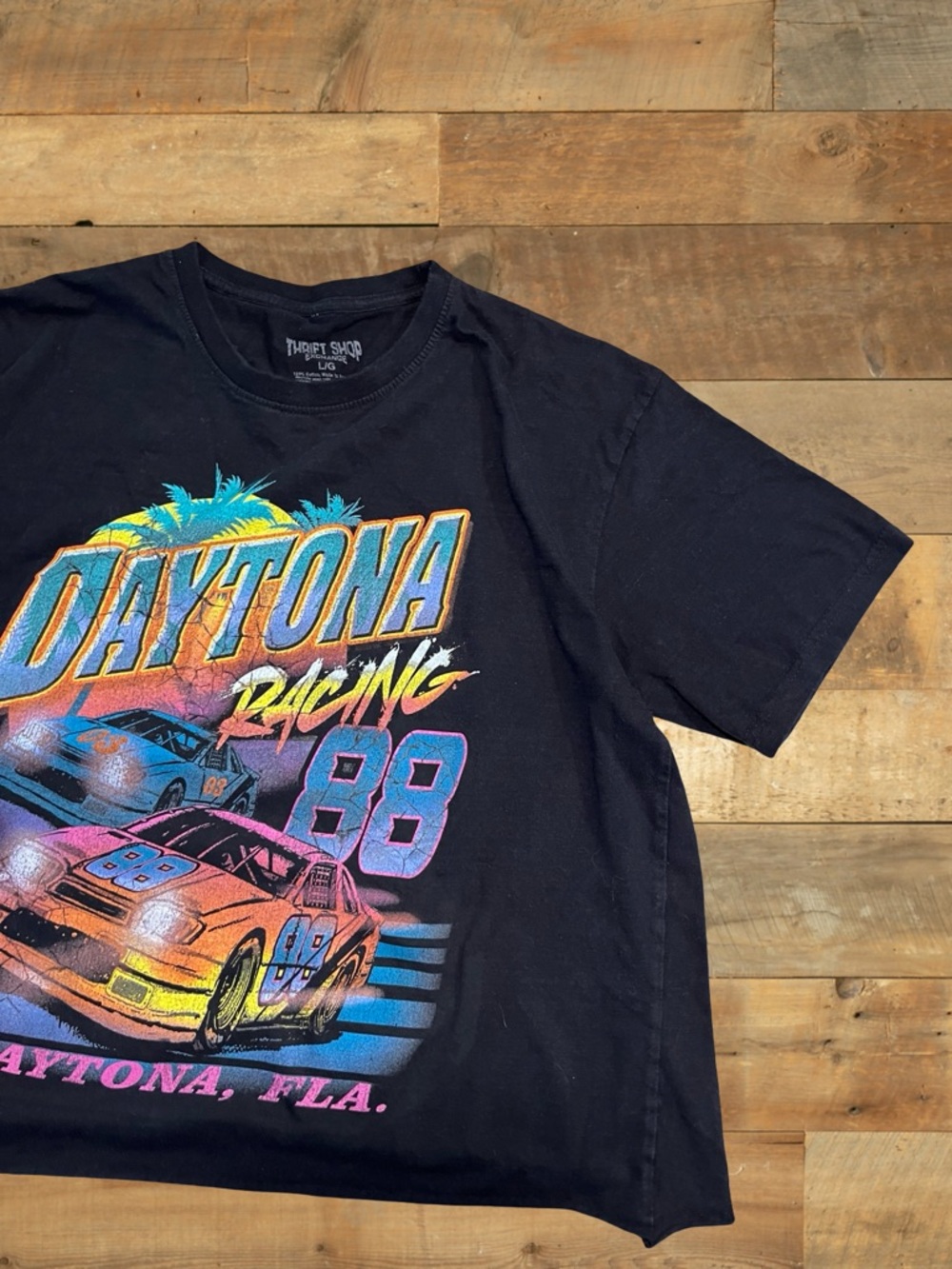 Vintage Cropped Daytona T-shirt Tagged Large - Picture 2 of 6